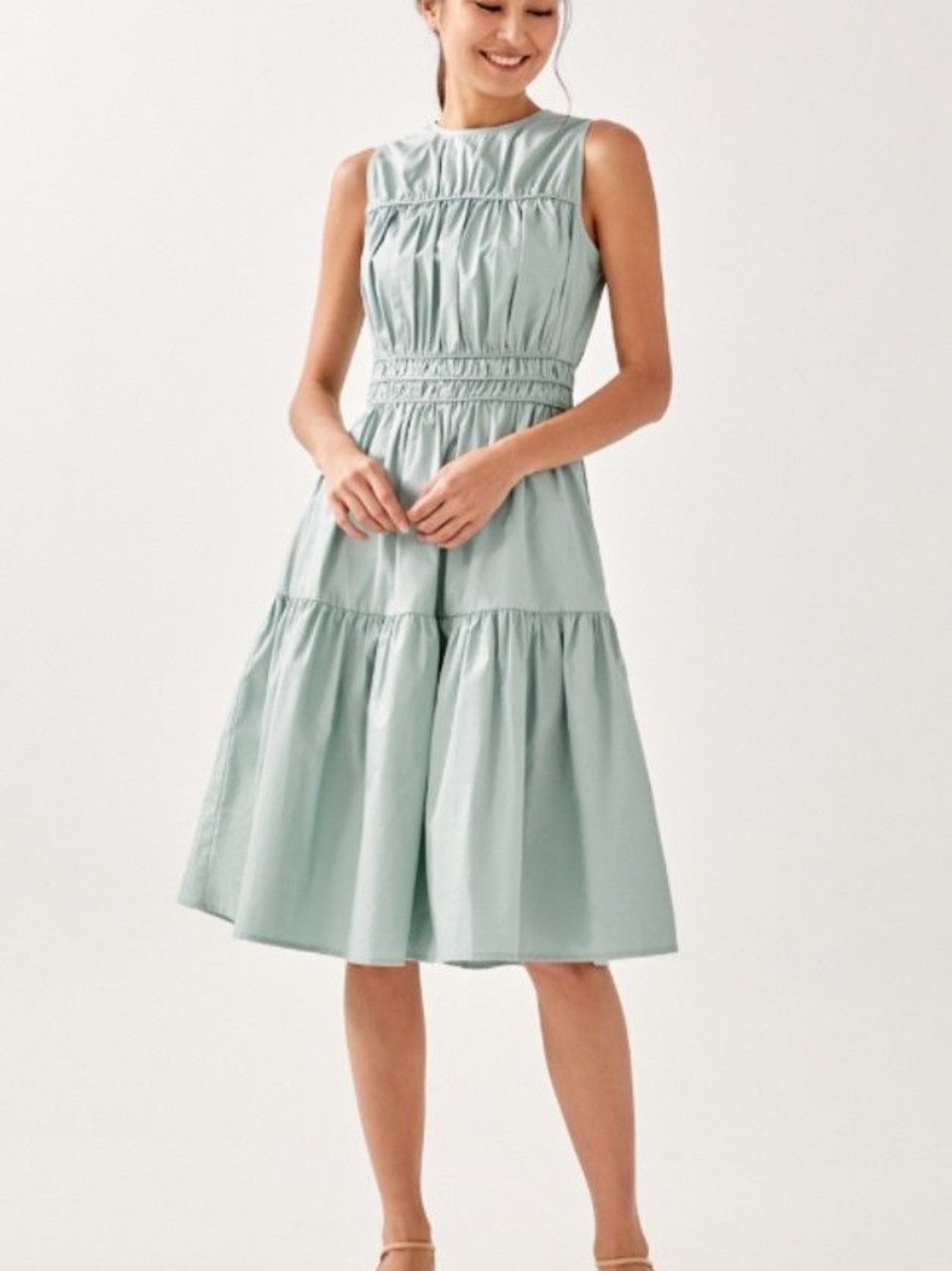 Love Bonito Varlay Smocked  Midi Dress Seafoam Size M